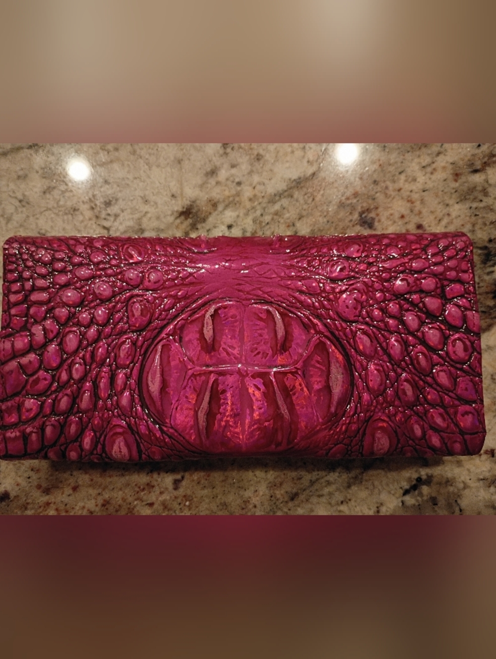Brahmin Veronica Potion Hot Pink Croc-Embossed Leather Wallet NWT Gorgeous!! - Picture 6 of 10